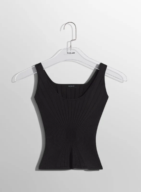 black sculpting knit tank top