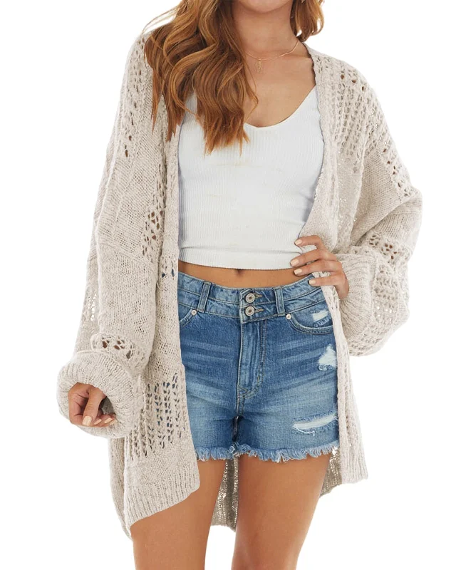 Amy Fashion - Boho Solid Color Oversized Summer Open Front Cardigans