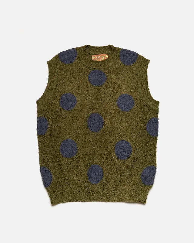 Teddy Fur Dot Sweater Vest - Olive