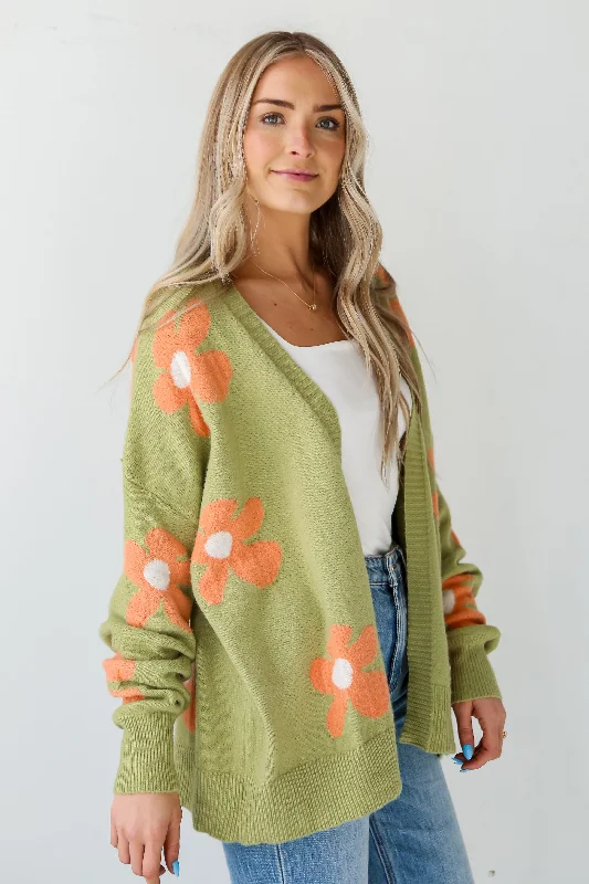 FINAL SALE - Bright Charisma Kiwi Floral Cardigan