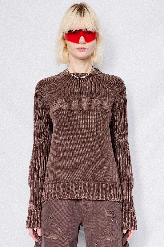 Brown Rib Knit Sweater