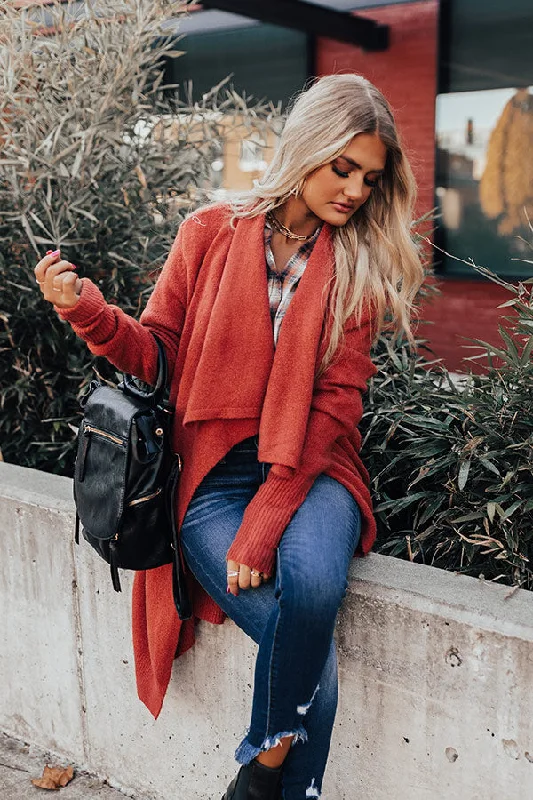 Bryant Park Views Cardigan In Rust