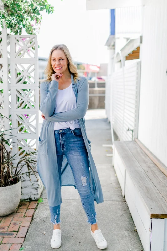 Jane Cardigan in Dusty Blue