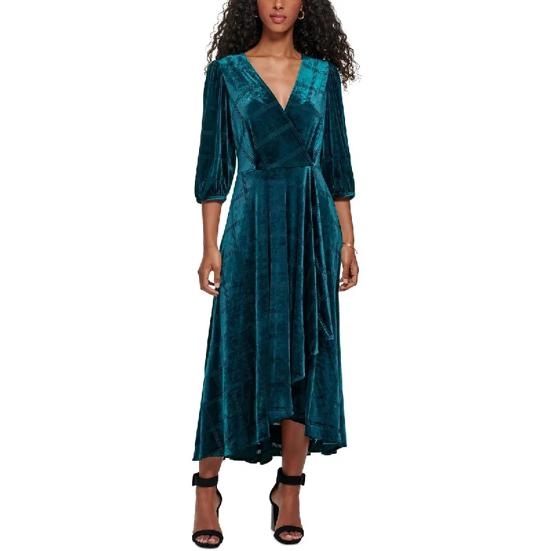 Calvin Klein Womens Plus Velvet Tea Wrap Dress