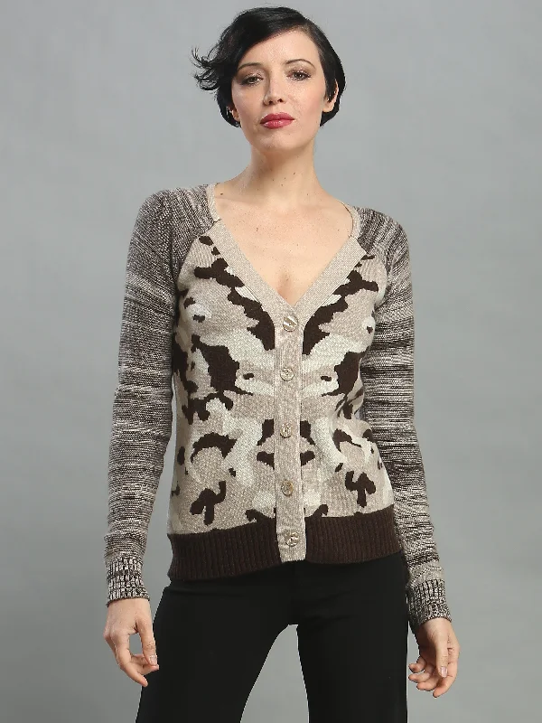 women's cardigans stylish -Camouflage Cardigan