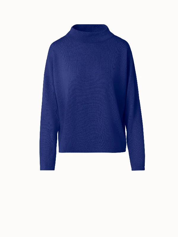 Cashwool Knit Sweater with Funnel Neck