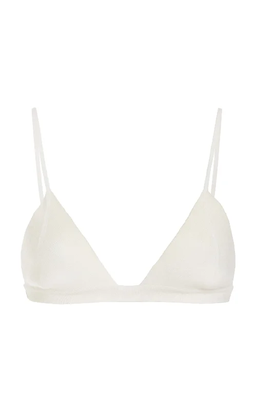 Chevier Knit Bra in Ivory Merino Wool