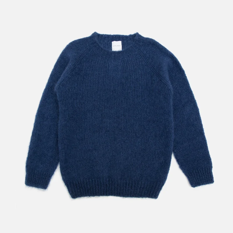 women's knit tops short sleeve -Colourway Blue Mohair Pullover