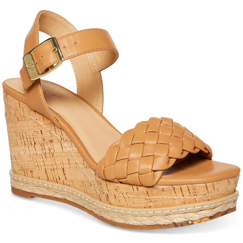 Cool Planet by Steve Madden Womens Faux Leather Cork Wedge Sandals