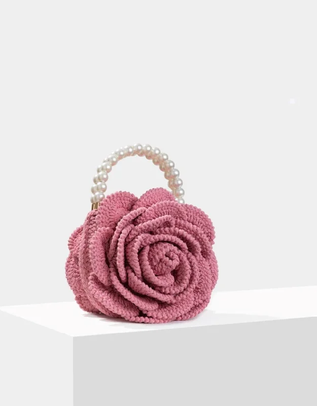 Crochet Flower Pearl Strap Purse