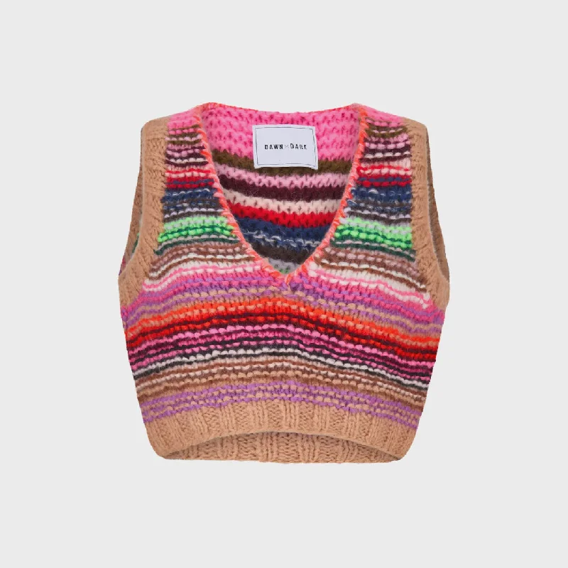 Dawn X Dare Ginny Stripe  Sleeveless Knit - Almond Multi