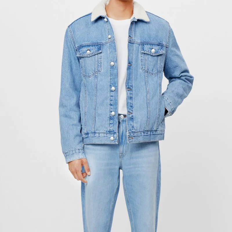 Denim Jacket Light Blue with Sherpa