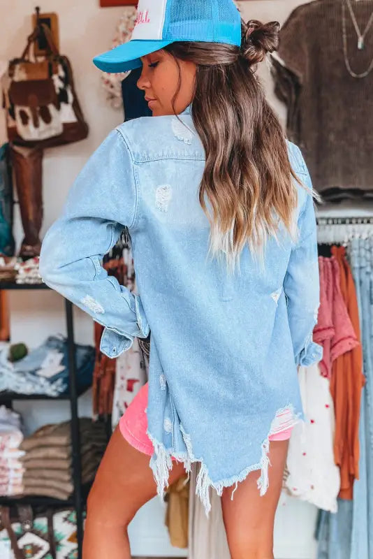 Distressed Denim Duster