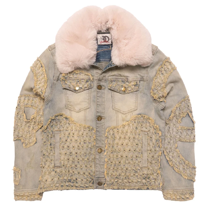 F1023 Frost Tattered Denim Jacket - Dirt