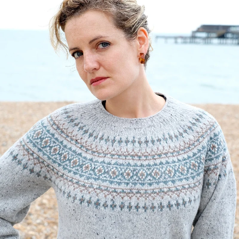 Pure wool fair isle jumper in grey