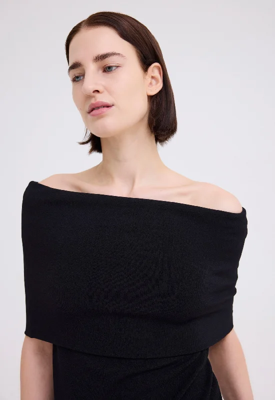 Foldover Off Shoulder Top - Black