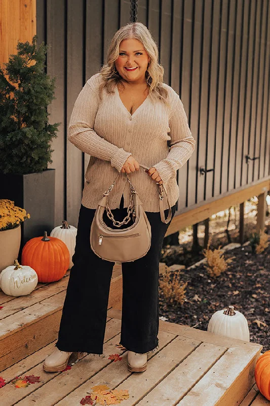 women's cardigans plus size -Fresh Breeze Ribbed Cardigan In Mocha Curves