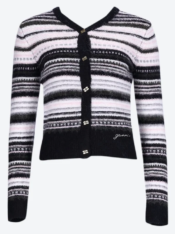 Soft wool stripe cardigan