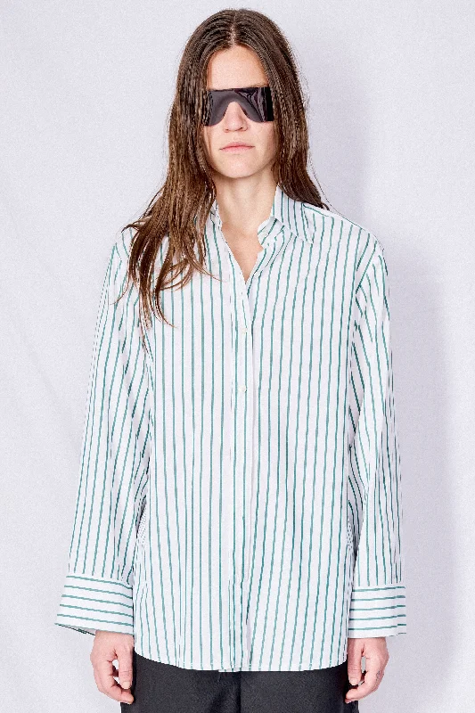 Green Stripe Poplin Oxford Shirt