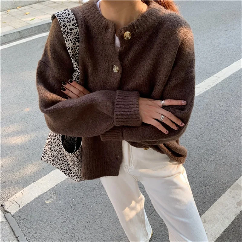 Amy Fashion - Sweaters Cardigans Warm Casual Arrival Solid Knitwear Loose Coat