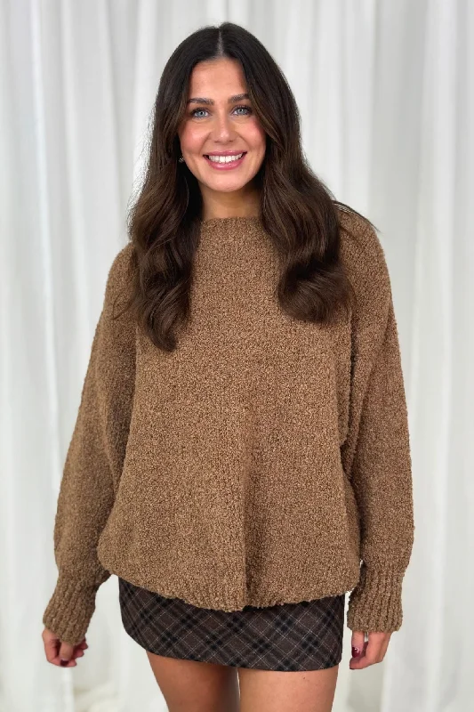 Indie Textured Jumper In Tan