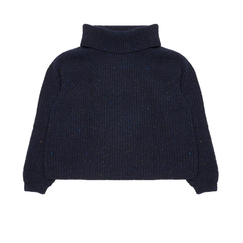 Inis Meáin Women's Cropped Boatbuilder Jumper in Prussia