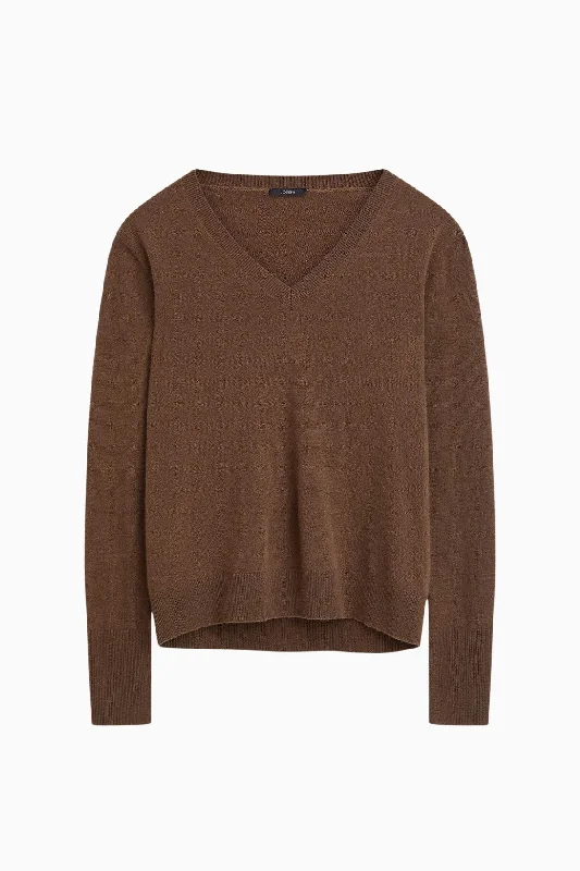 Joseph Light Pure Cashmere V Neck Jumper - Arabica