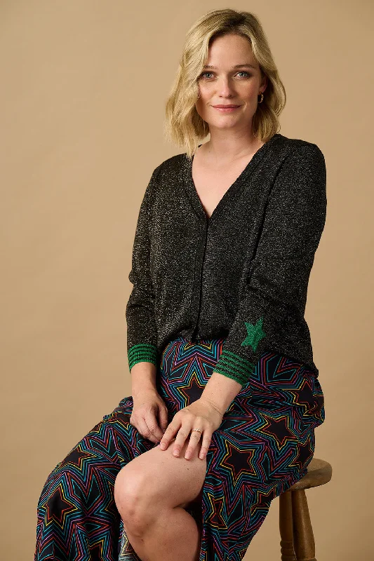 Arya Cardigan - Black, Green Star Cuff