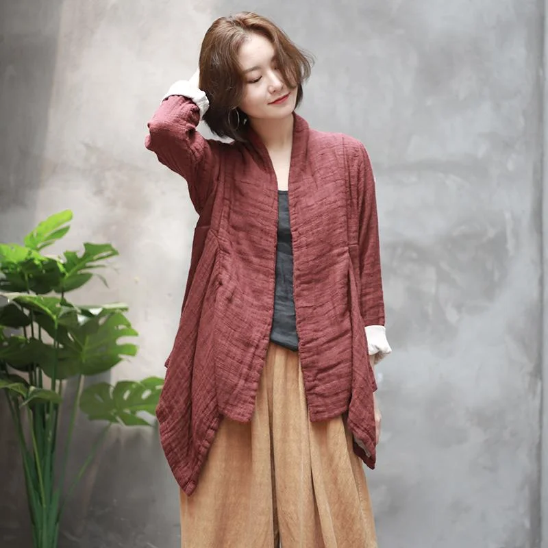 Women's Irregular Retro Cotton Linen Cardigan