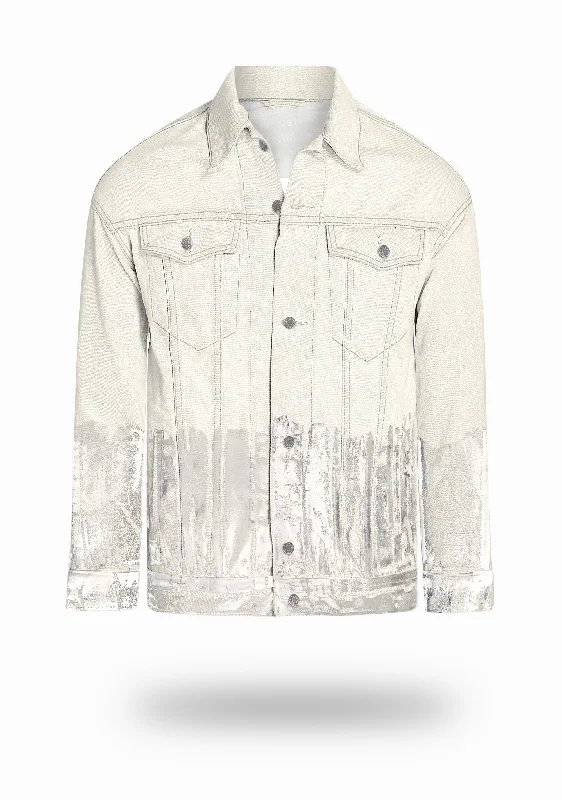 Longer Off-White Denim Jacket with Mercury Foil