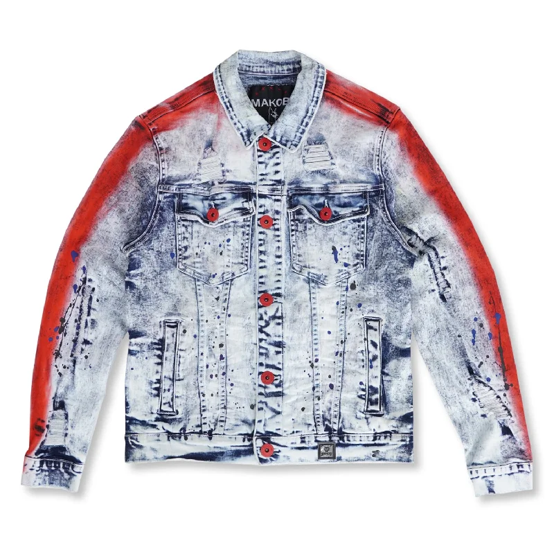 M1038 Paint Stroke Denim Jacket - Light Wash