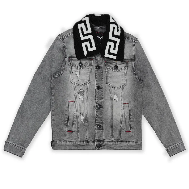 M1062 Denim Jacket W/ Sherpa Collar - Gray