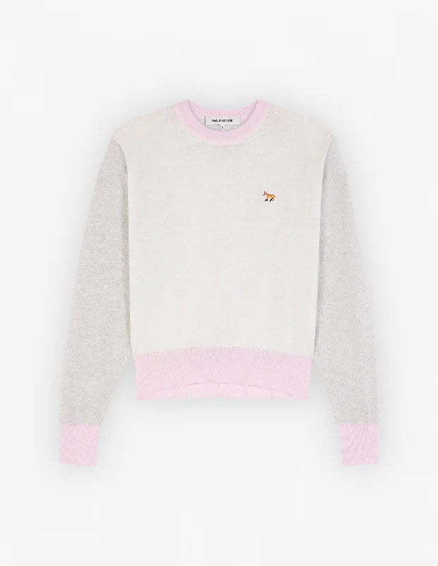 Baby Fox Patch Color Block Jumper Ecru