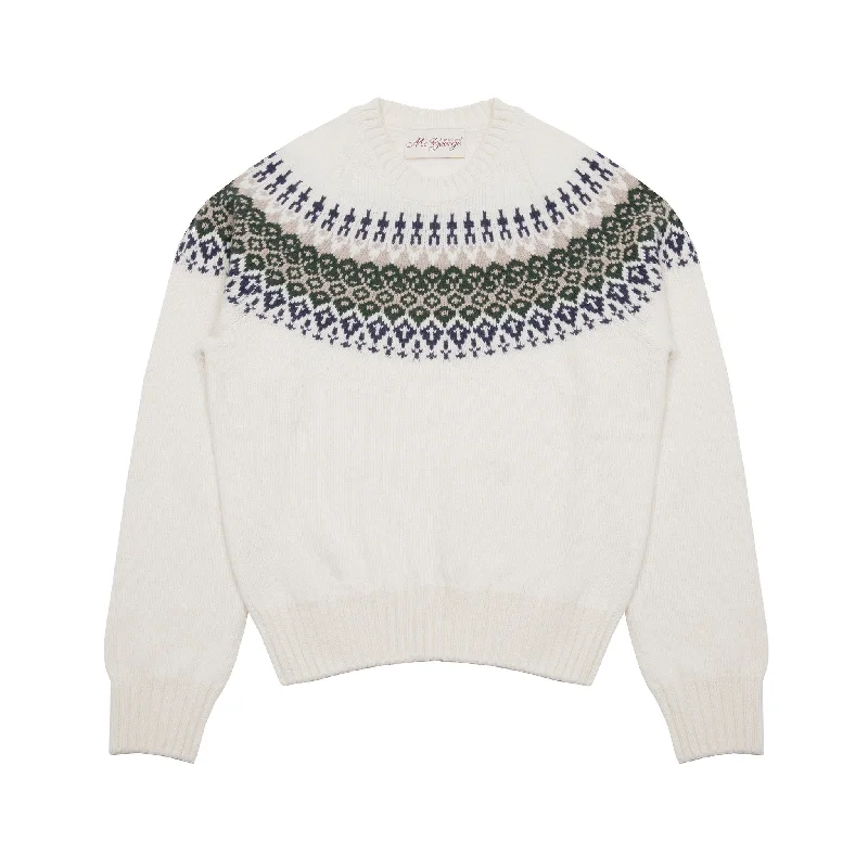 women's knit tops with buttons -McGeorge of Scotland Women's Raglan Fair Isle Crewneck Jumper