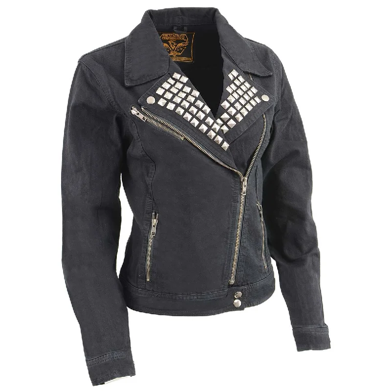 Milwaukee Leather MDL2000 Ladies Black Denim Jacket with Studded