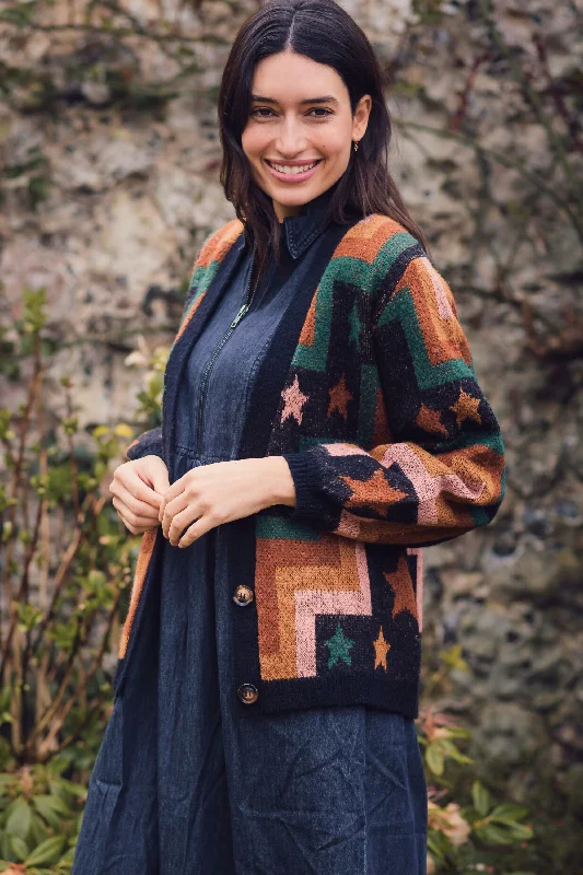 Morganna Cardigan - Multi, Chevron & Stars