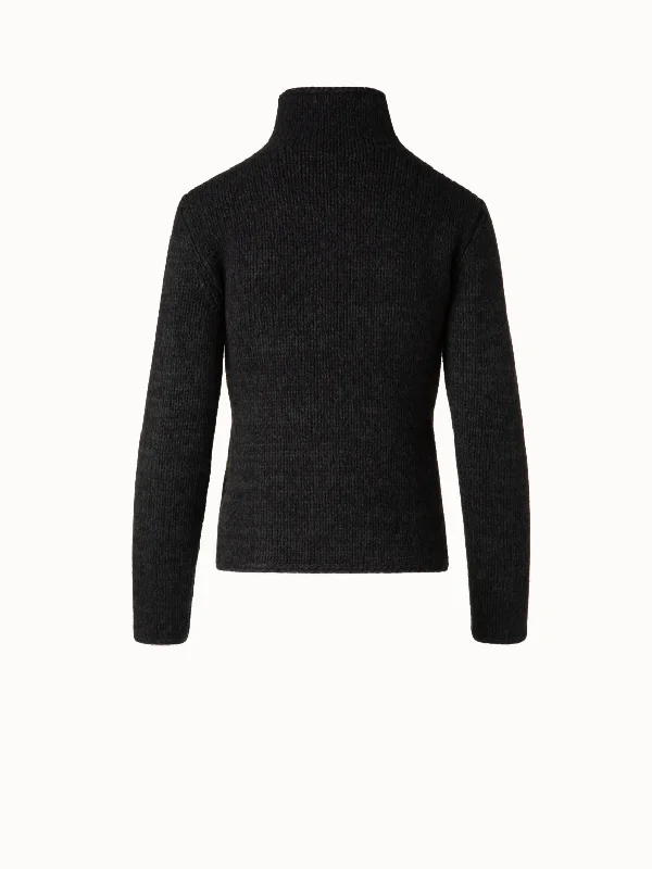 Mouliné Cashmere Wool Mock Neck Sweater