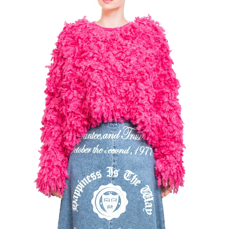 Sweater with "Boucle Meta fur" concept Fucsia