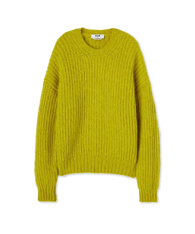 Blended wool crewneck sweater "Warm Winter" Yellow