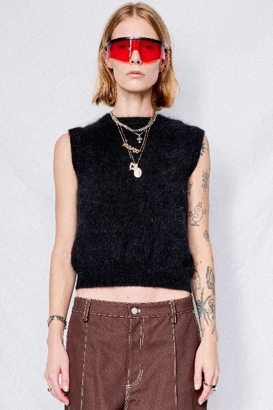 Nero Fuzzy Knit Vest