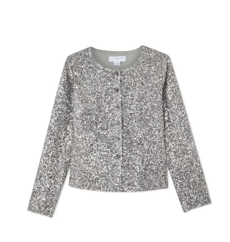 Never Fully Dressed Alexa Sequin Cardigan - Silver