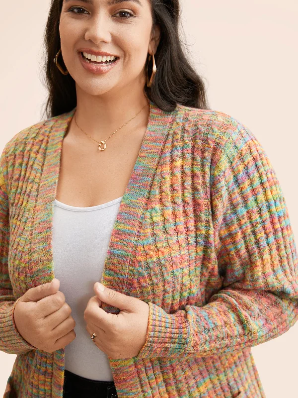 Ombre Heather Patched Pocket Cardigan