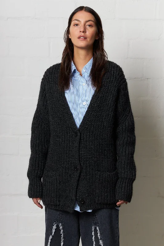 women's knit tops solid color -Wave Cardigan