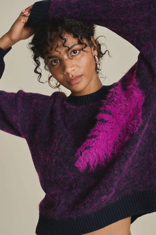 women's knit tops under $50 -Pom Amsterdam Feather Pullover - Midnight Blue