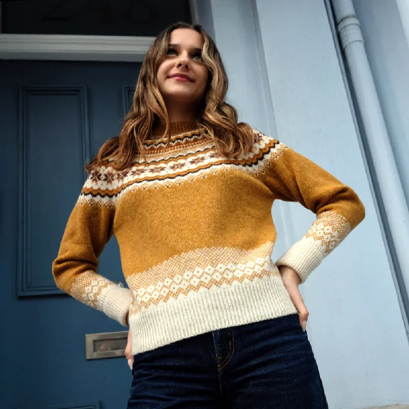 Pure wool fair isle jumper in yellow