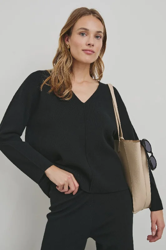 women's knit tops for date night -Rails Hollyn Sweater - Black