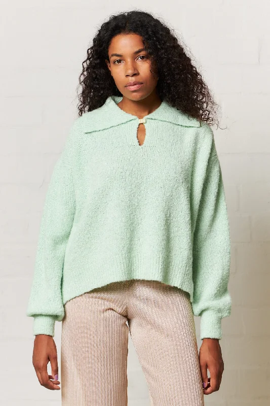 women's knit tops Amazon Prime -Jessie Sweater Bouclé Mint