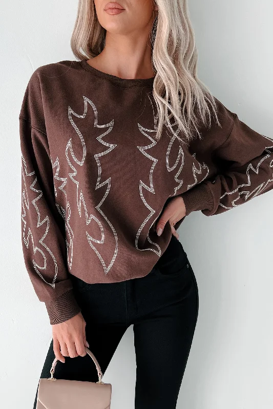 Rodeo Bandit Western Stitch Sweatshirt (Brown) - Ships by 11/8