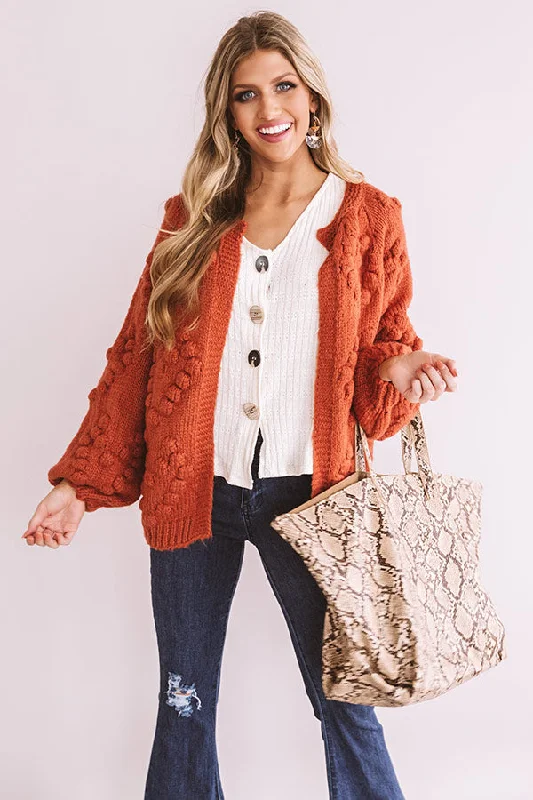 Romantic Mood Knit Cardigan in Rust