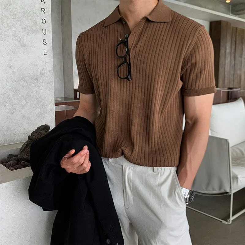 RT No. 9791 VERTICAL KNIT POLO SHORT SLEEVE